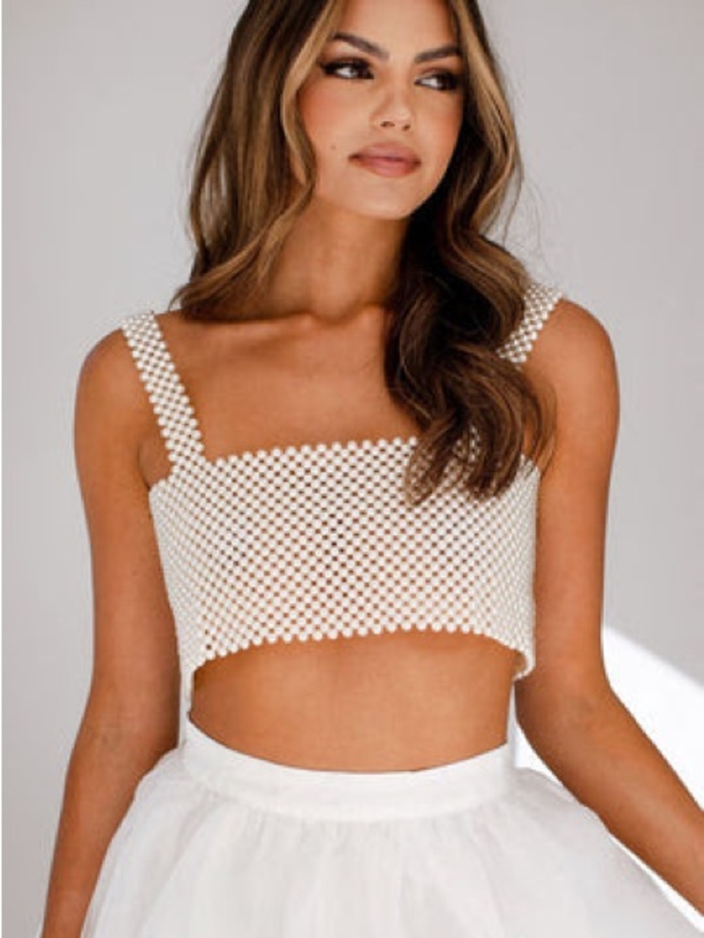 White Pearl Beaded Top